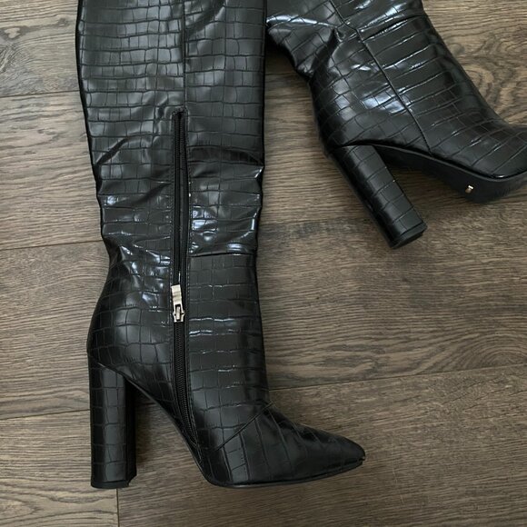 Milla Black Croc Heeled Boot - Billini - Picture 4 of 10